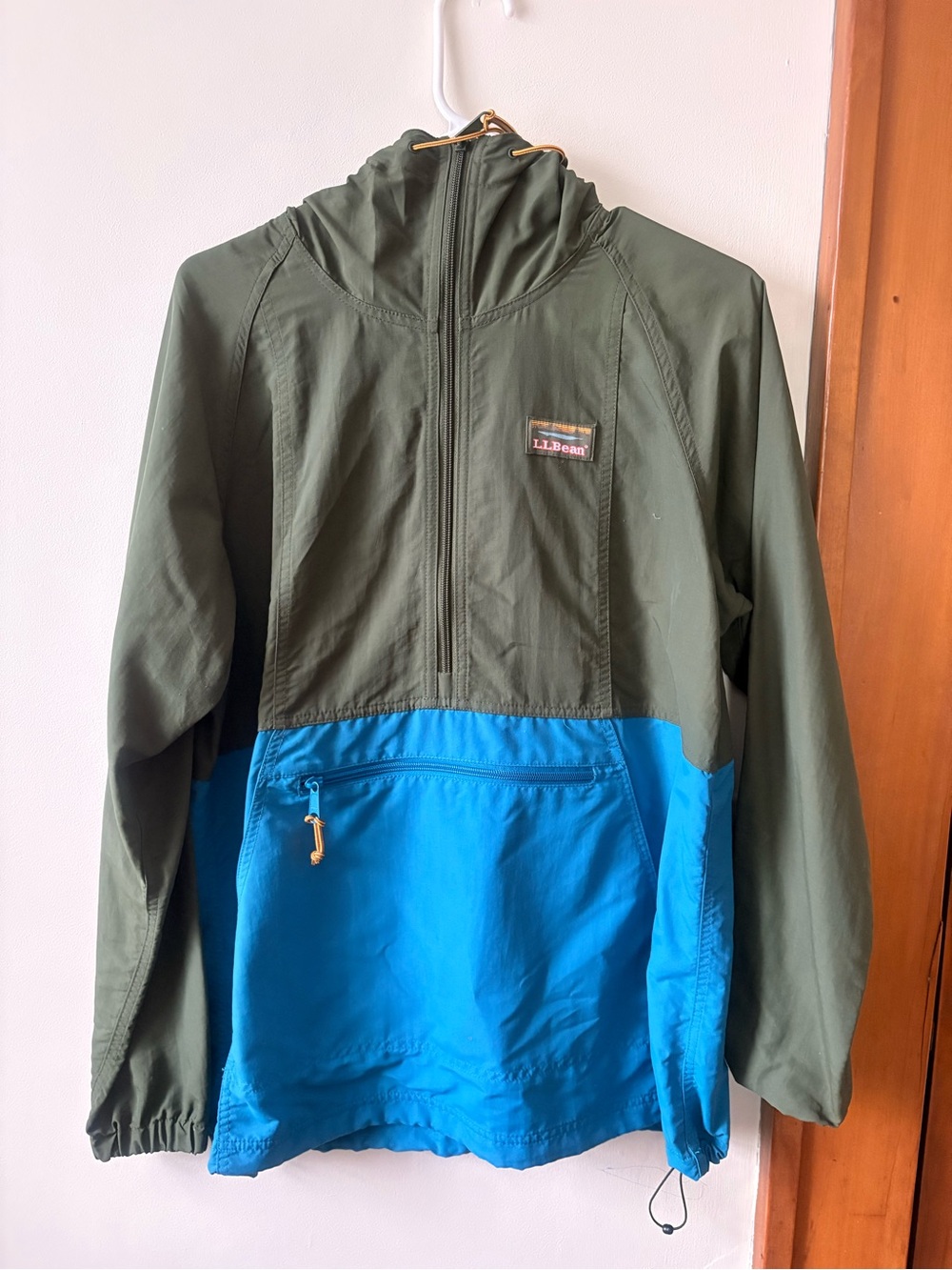 L.L.Bean Olive Green Nylon Hooded Anorak
